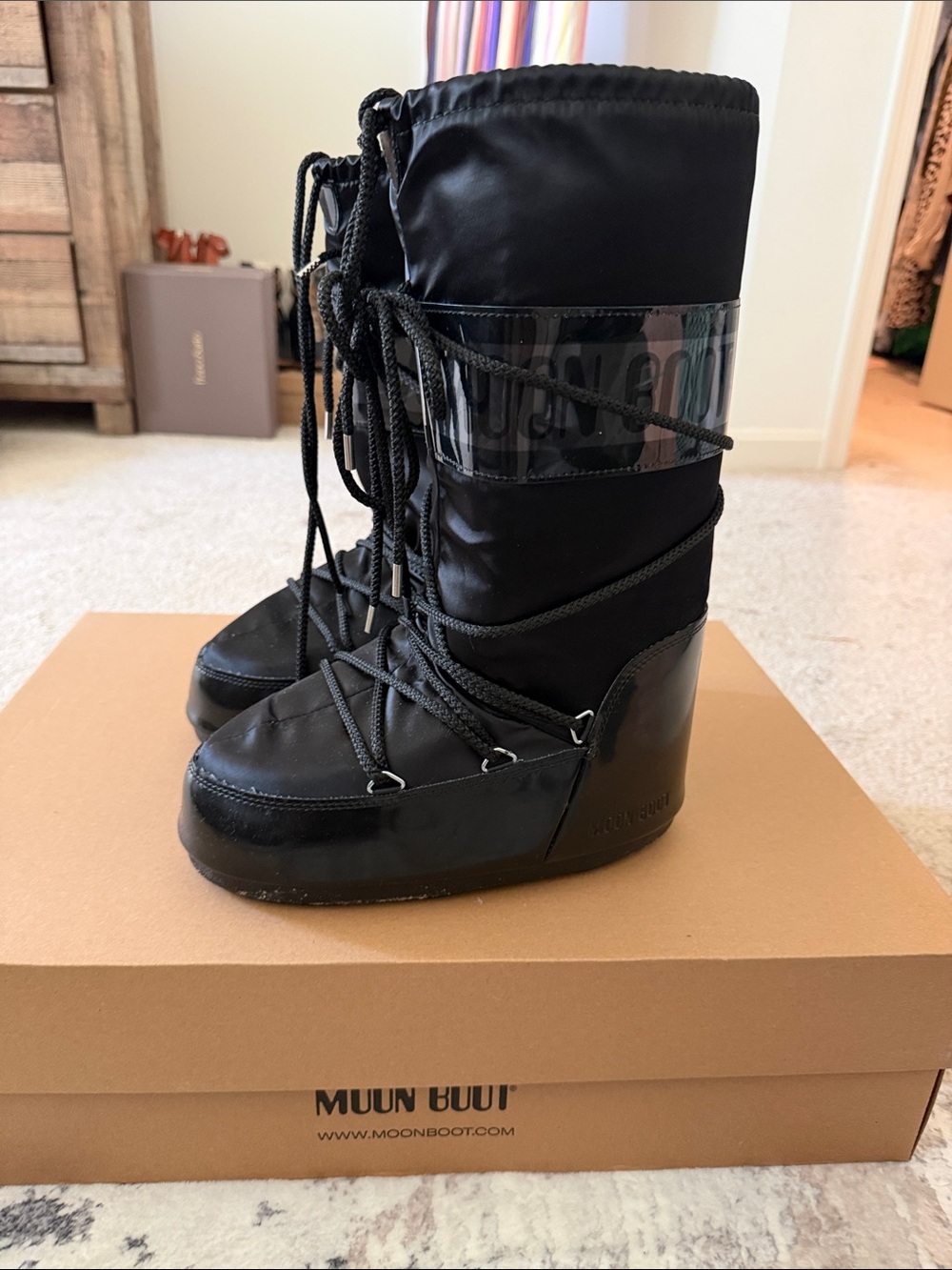 Moon Boot Black Lace-Up Insulated Snow Boots